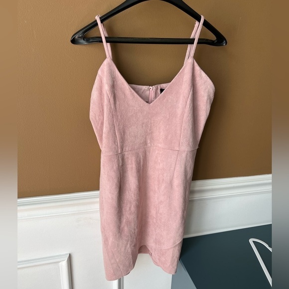 Missguided Petite Pink Faux Suede Mini Dress Size 8 - Picture 3 of 7
